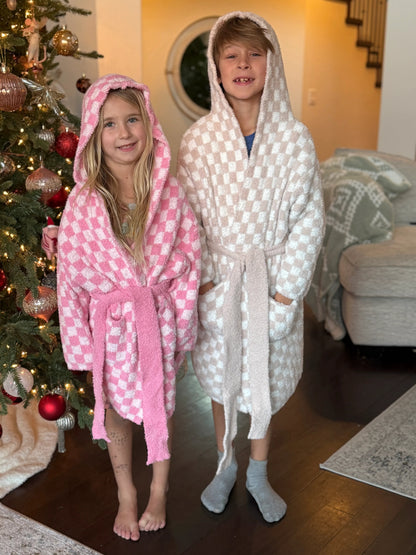 Adult Check Print Hooded Robe