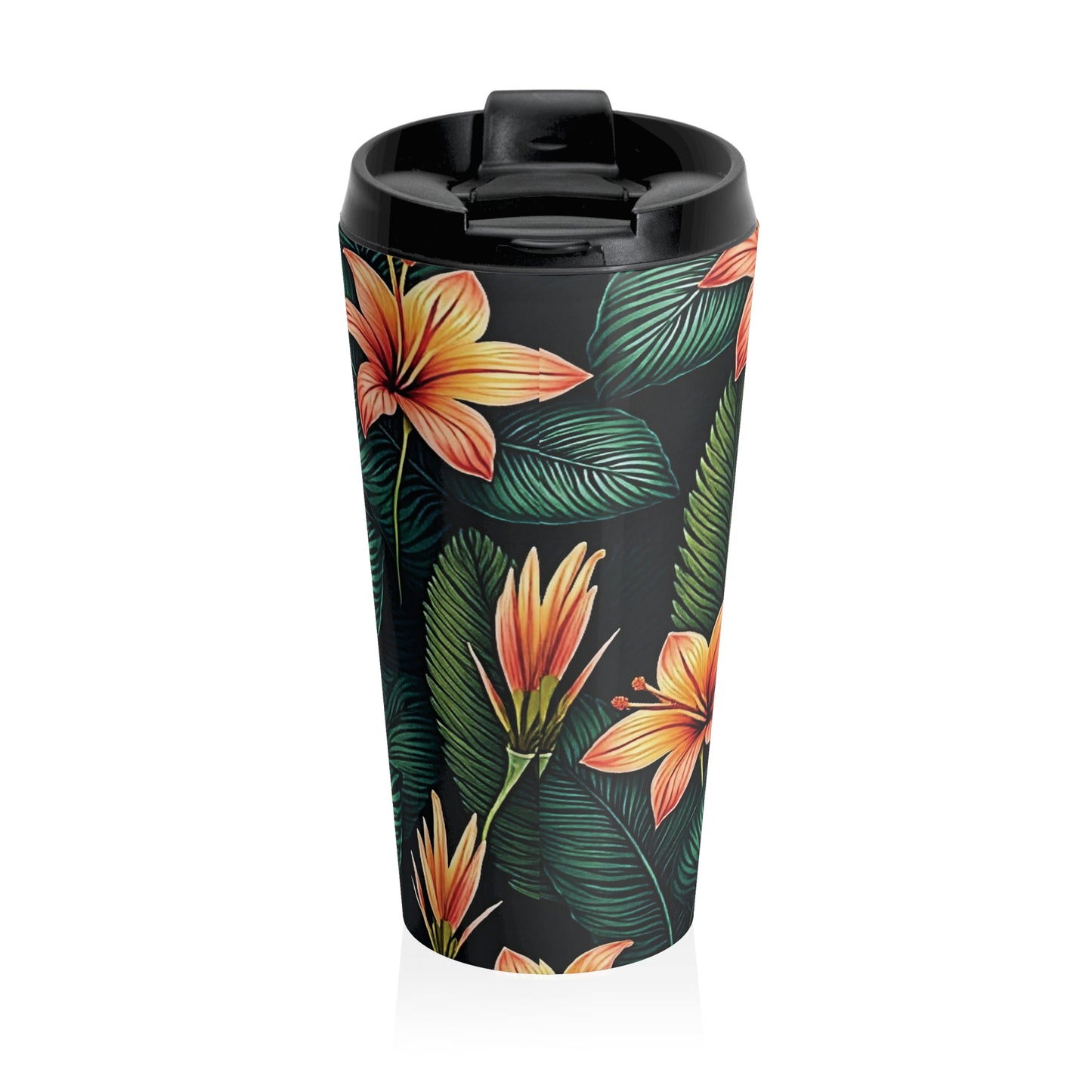 Tropical Orange Lily Travel Mug | Floral Stainless Steel Tumbler - AURABAGS SHOP