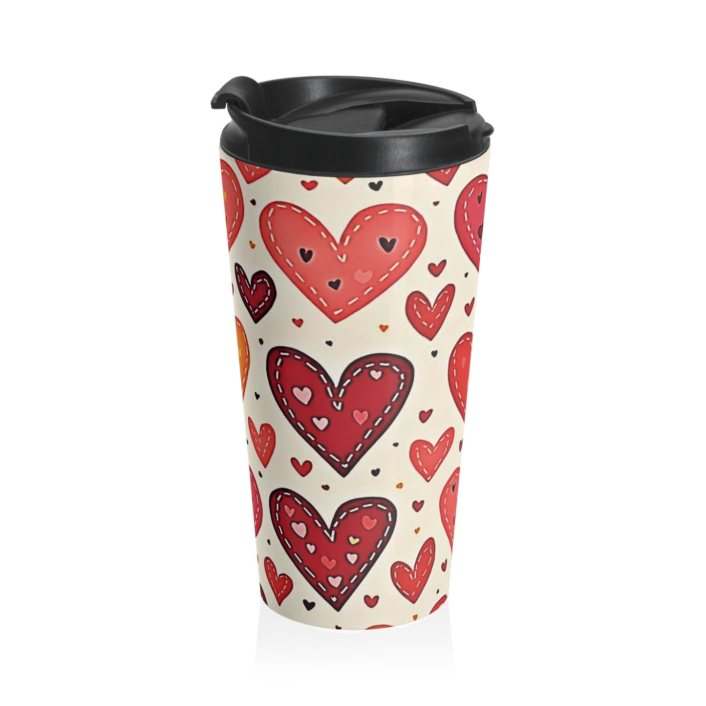 Hand Drawn Hearts Stainless Steel Travel Mug | Valentine Pattern - AURABAGS SHOP