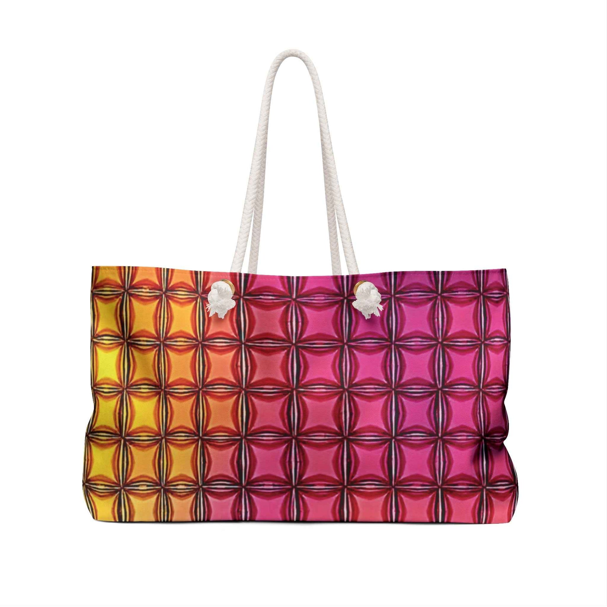 Colorful Geometric Tile Weekender Bag | Rainbow Gradient Pattern