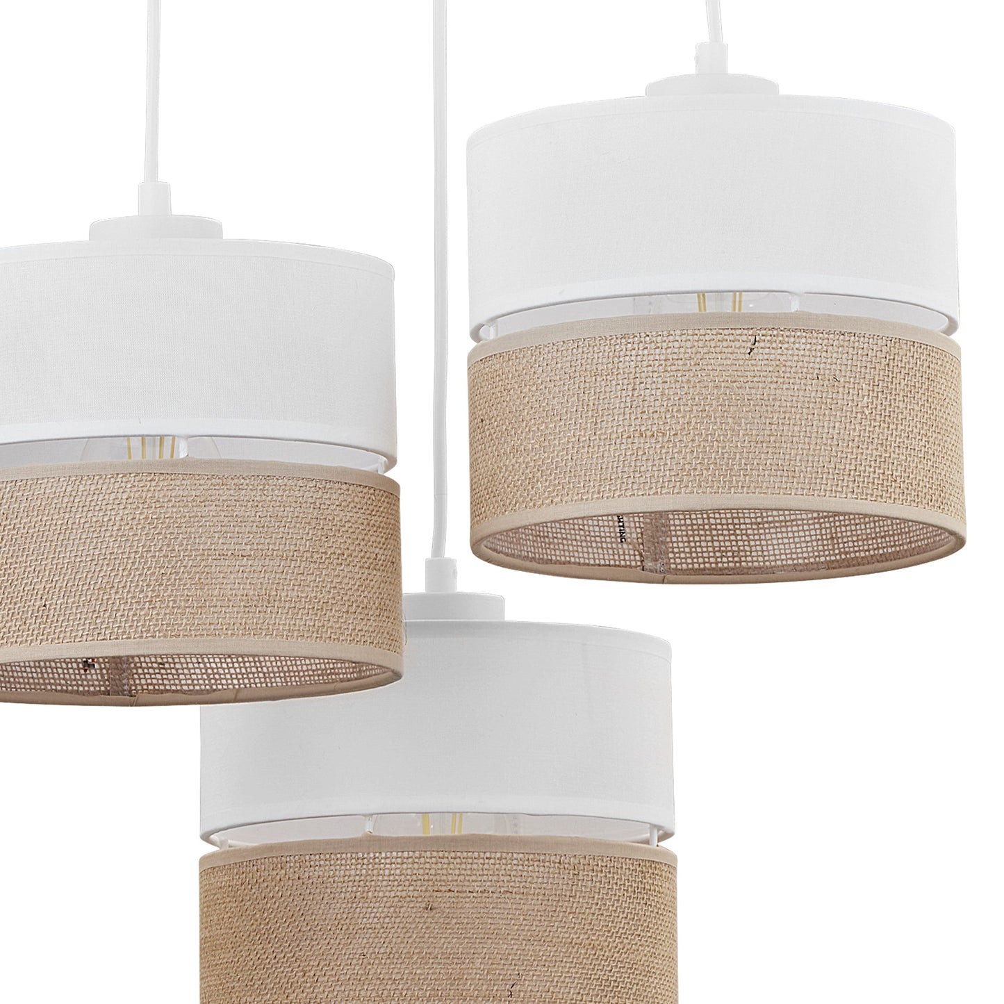 LINOBIANCO 3-Light Cluster Pendant with Linen & Jute Shades for Dining, Kitchen & Living  Room - AURABAGS SHOP
