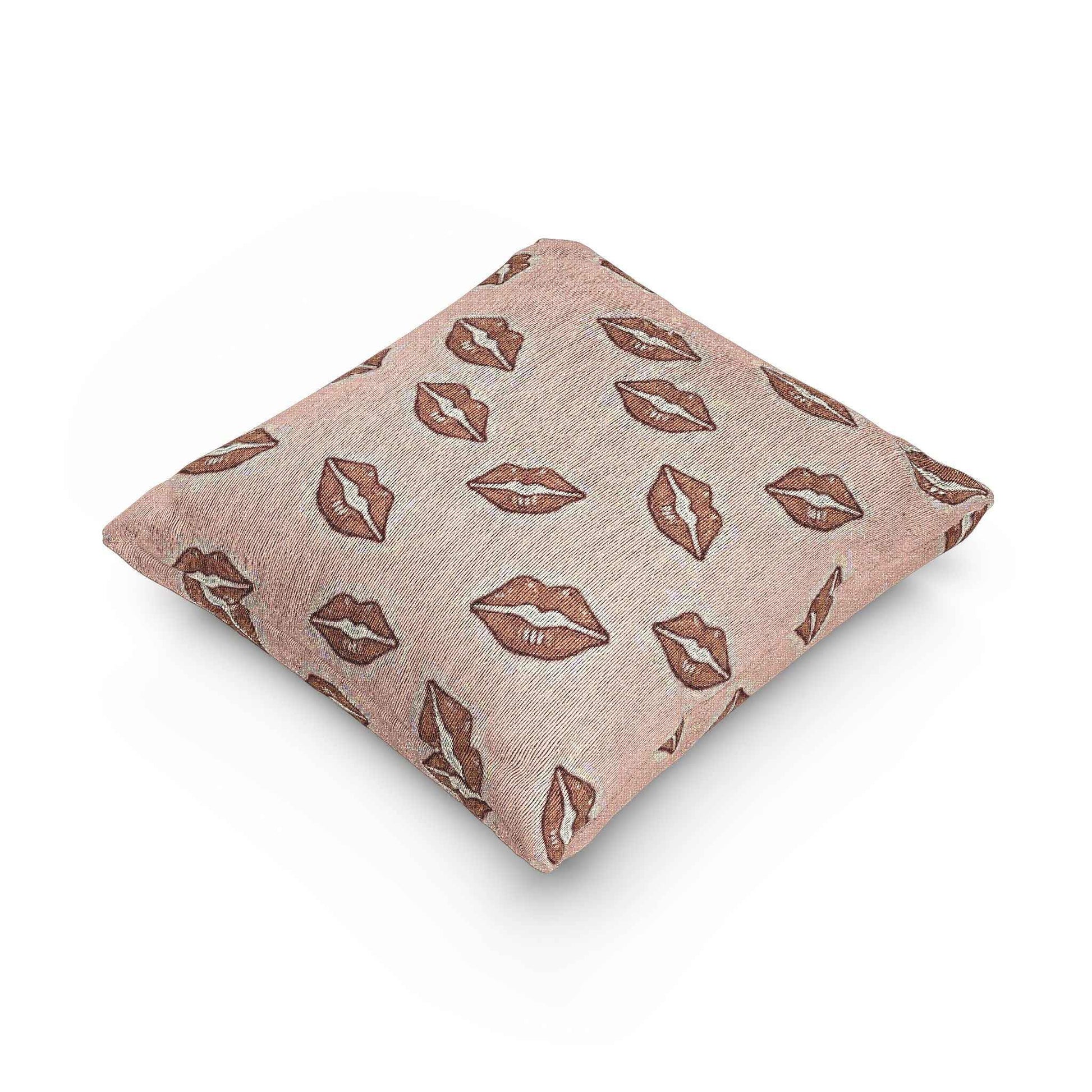 Kiss Pattern Woven Pillow | Lip Print Decorative Pillow