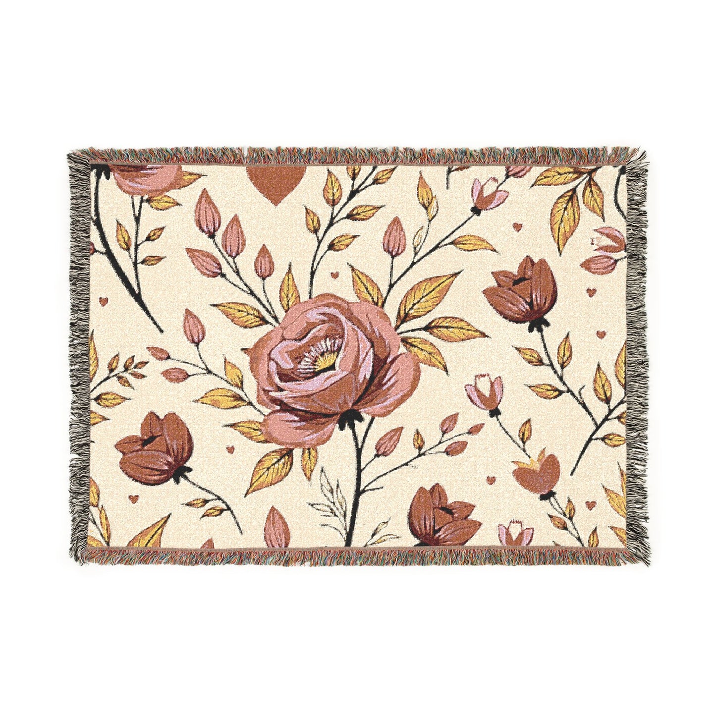 Floral Woven Blanket — Vintage Rose Throw