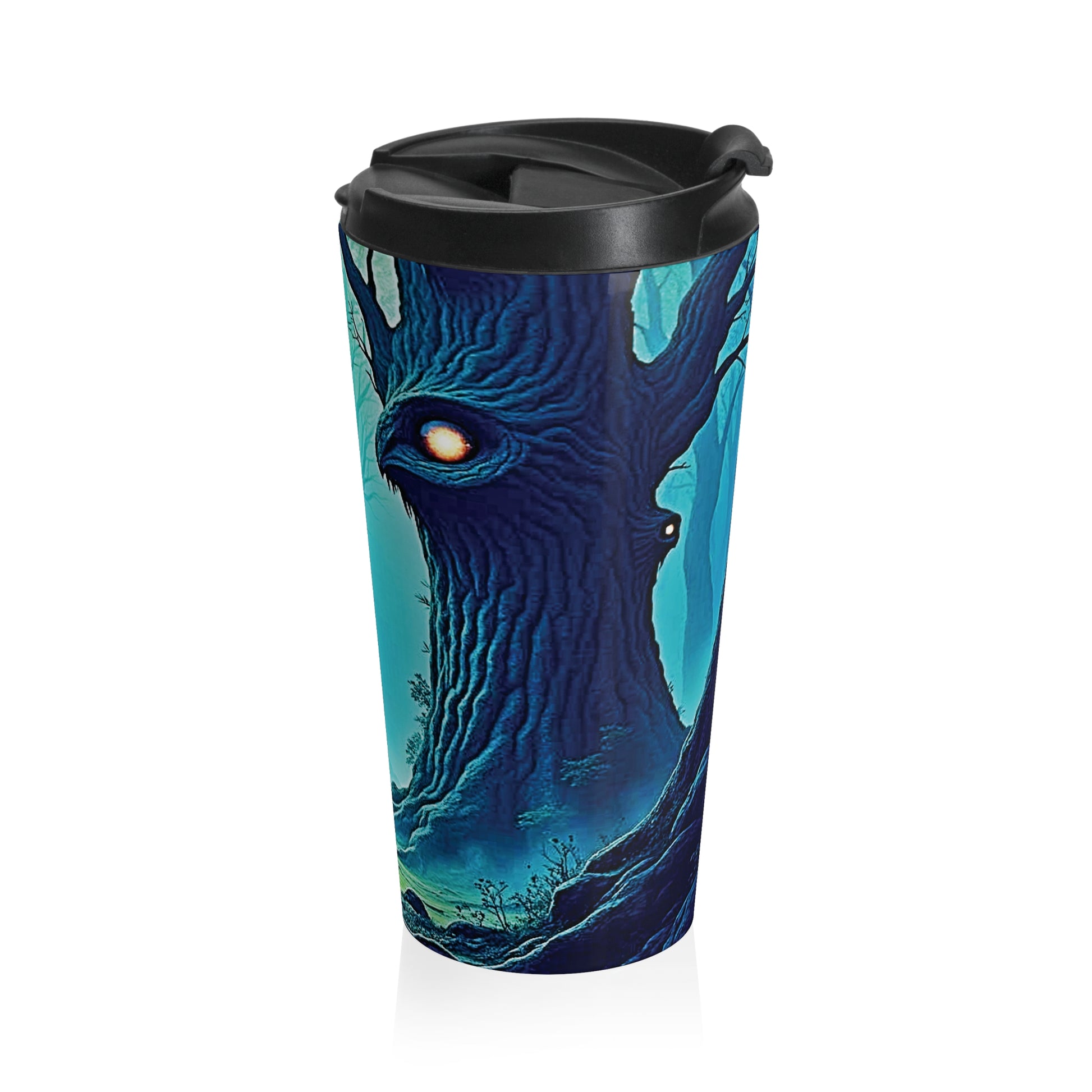 Travel Mug — Mystical Forest with Hidden Tree Spirits Stainless Steel Tumbler - AURABAGS SHOP