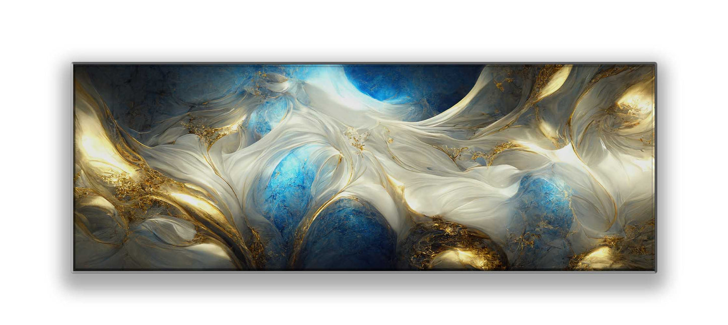 Blues and Golds Abstract 72" x 24"