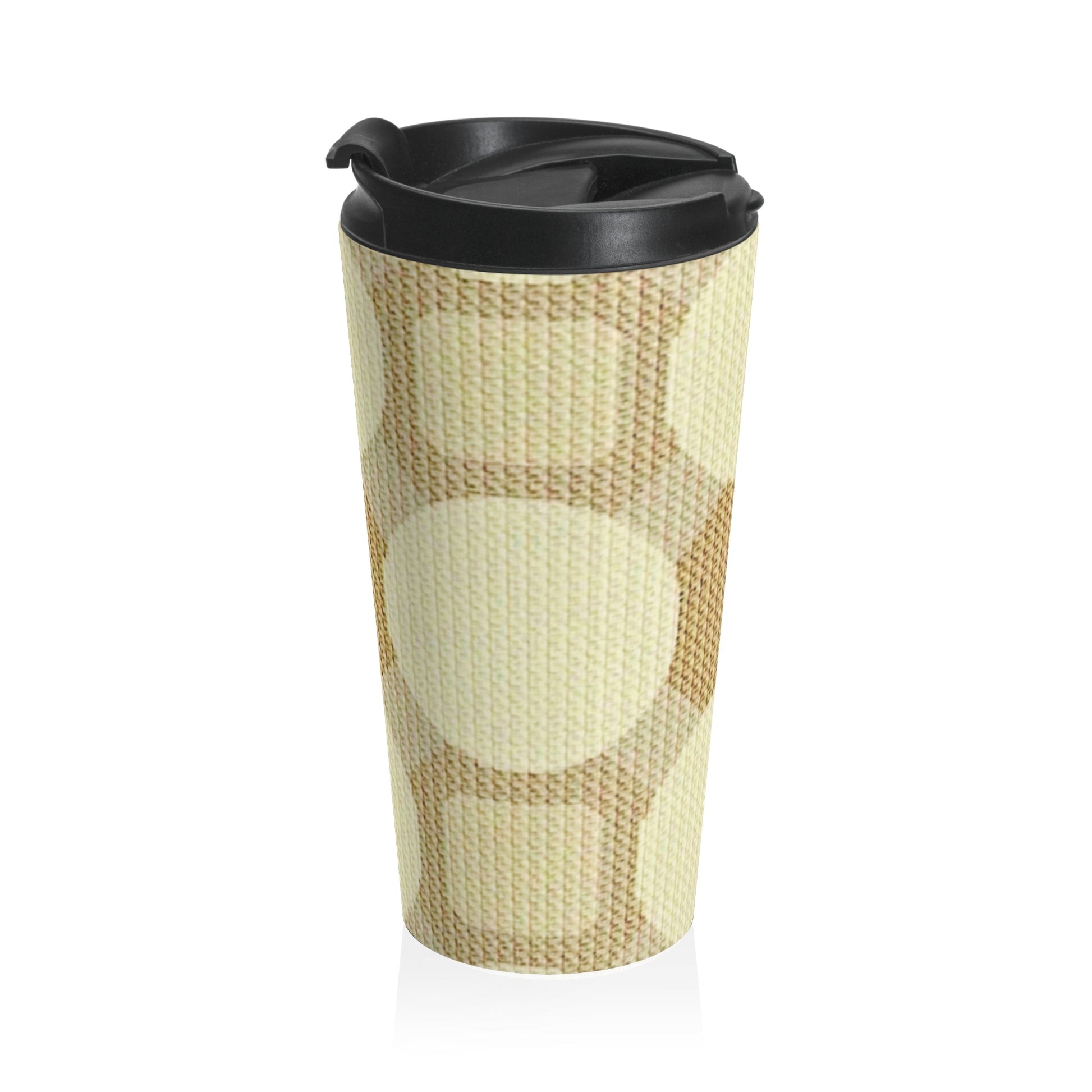 Cream & Beige Retro Polka Dot Stainless Steel Travel Mug - AURABAGS SHOP