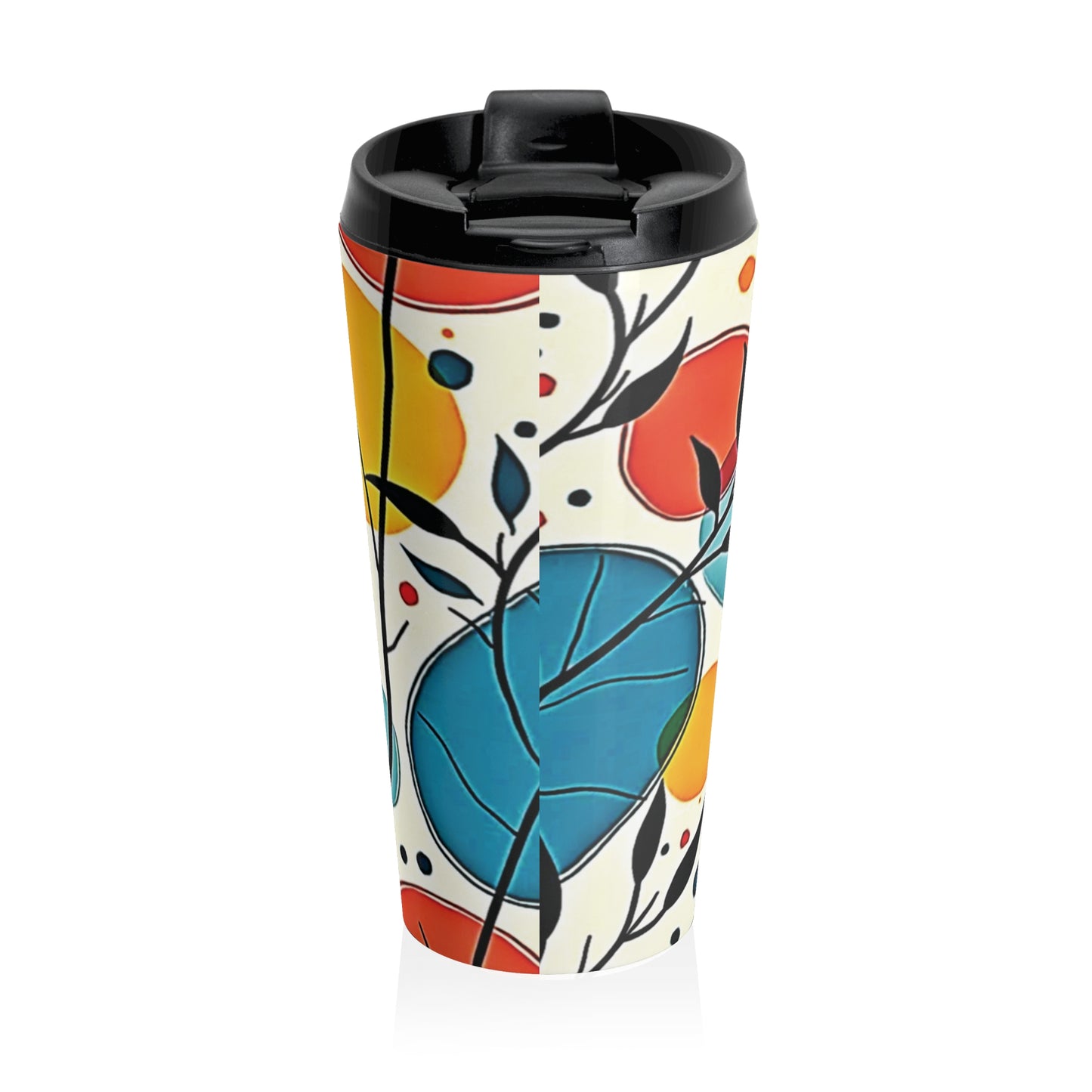Colorful Leaf Pattern Stainless Steel Travel Mug | Floral Abstract Tumbler - AURABAGS SHOP