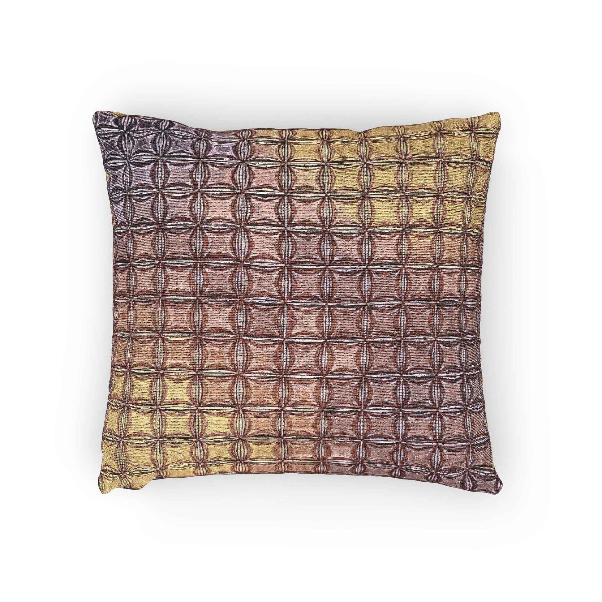 Geometric Woven Pillow | Square Grid Pattern, Textured Boho Throw Pillow
