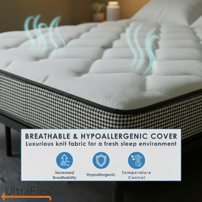 UltraFlex® DreamWeaver Mattress and BoxSpring Set Medium Firm Pocket Coil Hybrid Mattress – Canadian-Made Orthopedic Support with Cooling Gel Foam, Quilted Top, Breathable & Hypoallergenic Comfort, Edge Support & Motion Isolation