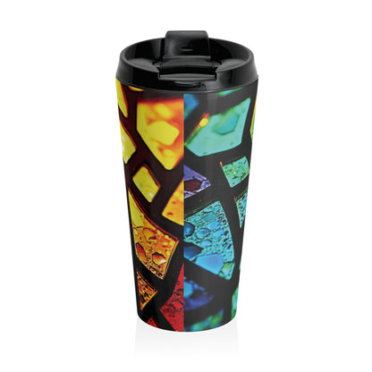 Stainless Steel Travel Mug — Rainbow Stained Glass Mosaic Insulated Tumbler - AURABAGS SHOP