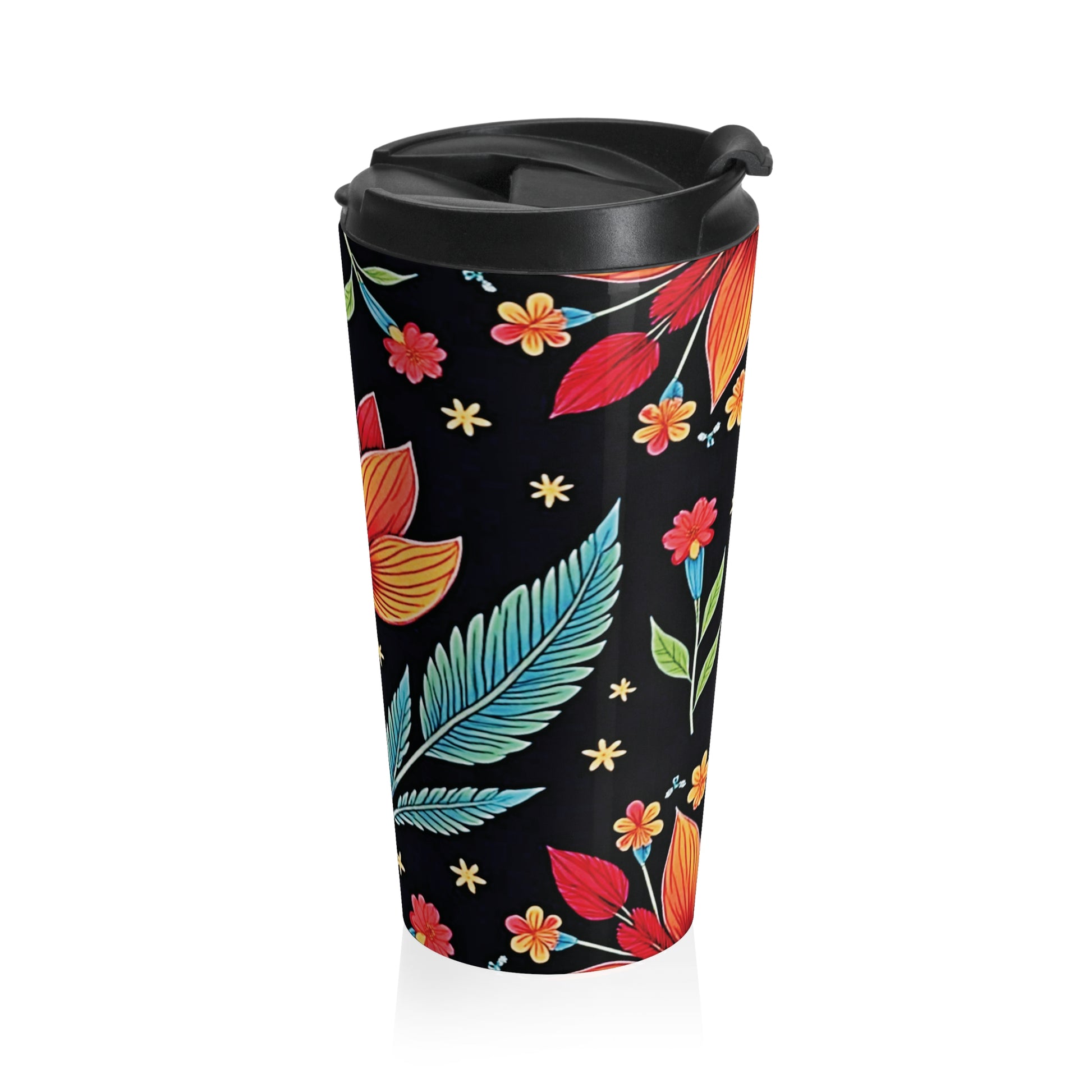 Folk Floral Illustration Travel Mug | Colorful Flower Stainless Steel - AURABAGS SHOP