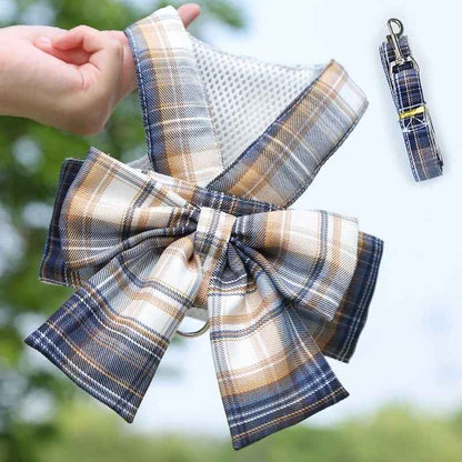Luxury Plaid Dog Harness and Leash Set | Dog Walking Outfit