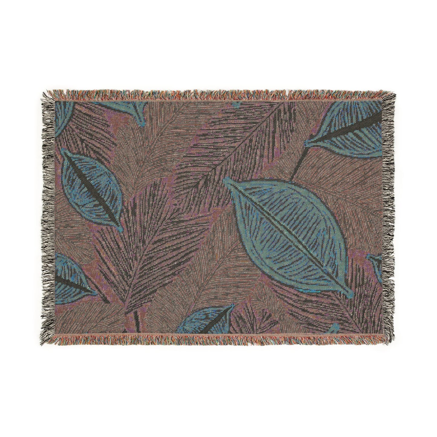 Tropical Leaf Woven Blanket — Cozy Decorative Throw for Living Room & Patio