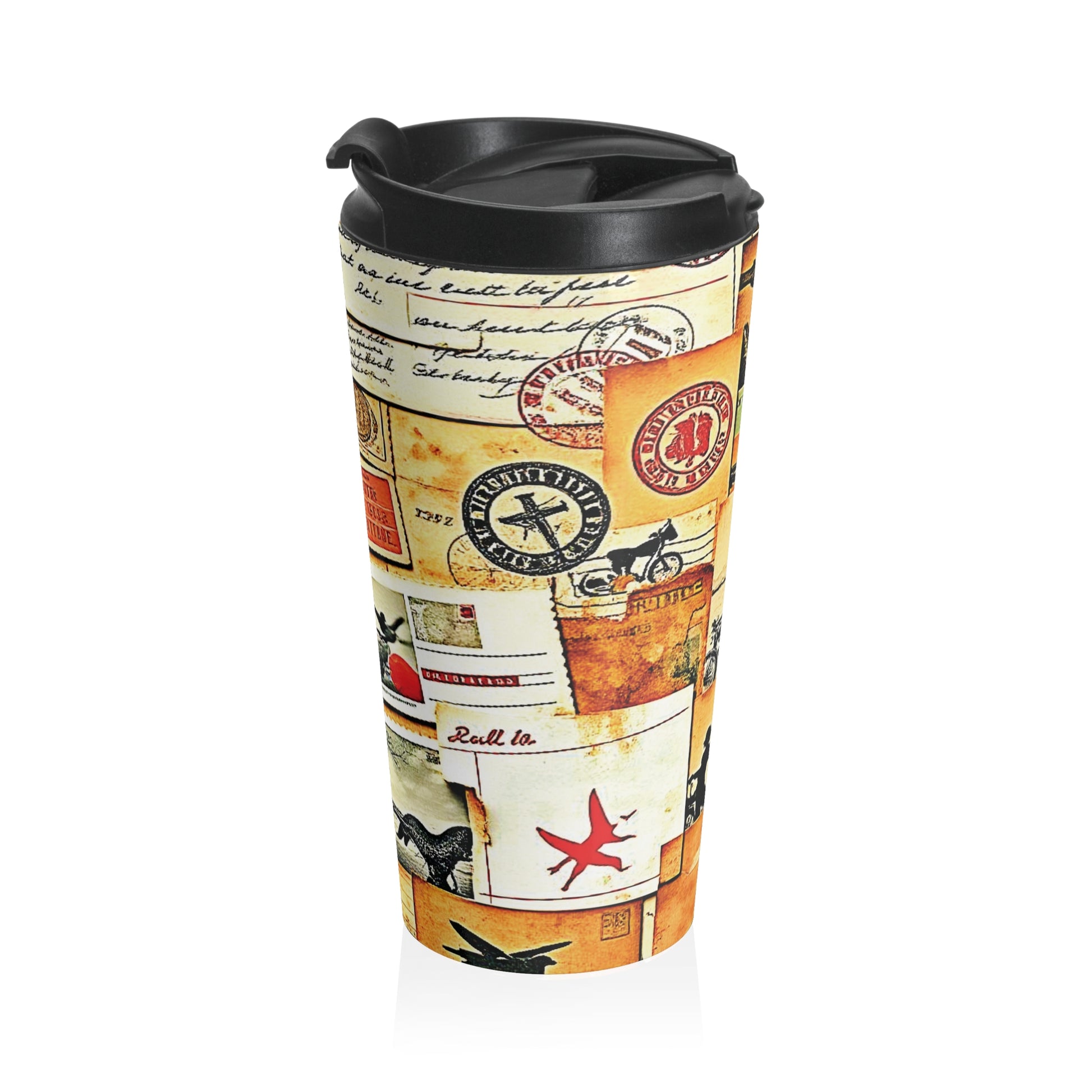 Vintage Travel Collage Stainless Steel Travel Mug - AURABAGS SHOP