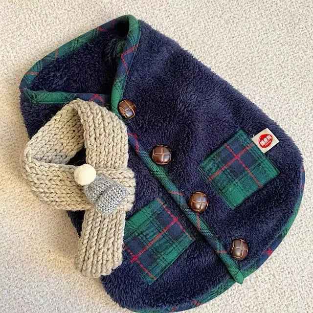 Jackson Dog Sweater & Scarf – Plaid Winter Outfit for Dogs