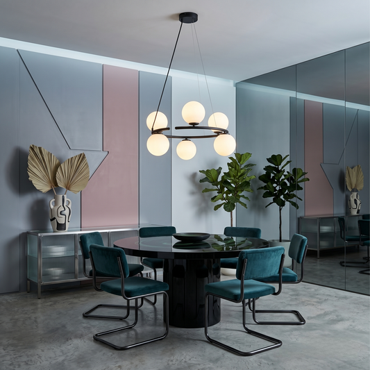 ANABELLE Scandinavian PendANABELLE 6-Light Scandinavian Globe Chandelier for Dining Room & Modern Interiorsant Light 6