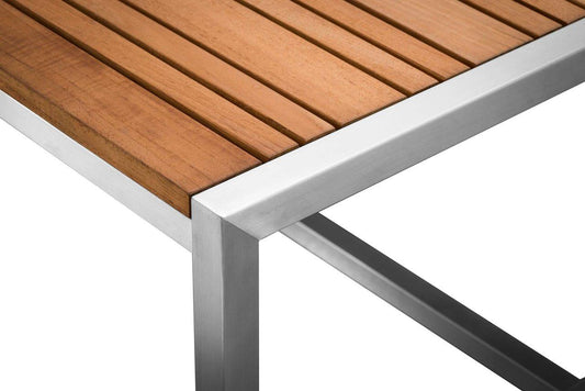 Acacia Stainless Steel & Teak Top Outdoor End Table - AURABAGS SHOP