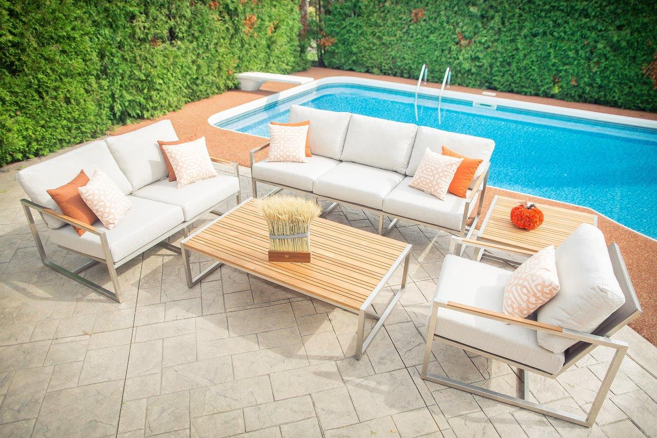 Acacia Stainless Steel Loveseat with Sunbrella® Cushions - AURABAGS SHOP