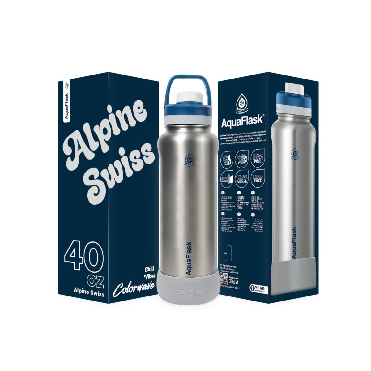 AquaFlask Colorwave 40oz Becher – Doppelwandiger Edelstahl, hält Getränke heiß und & kalt, auslaufsicher