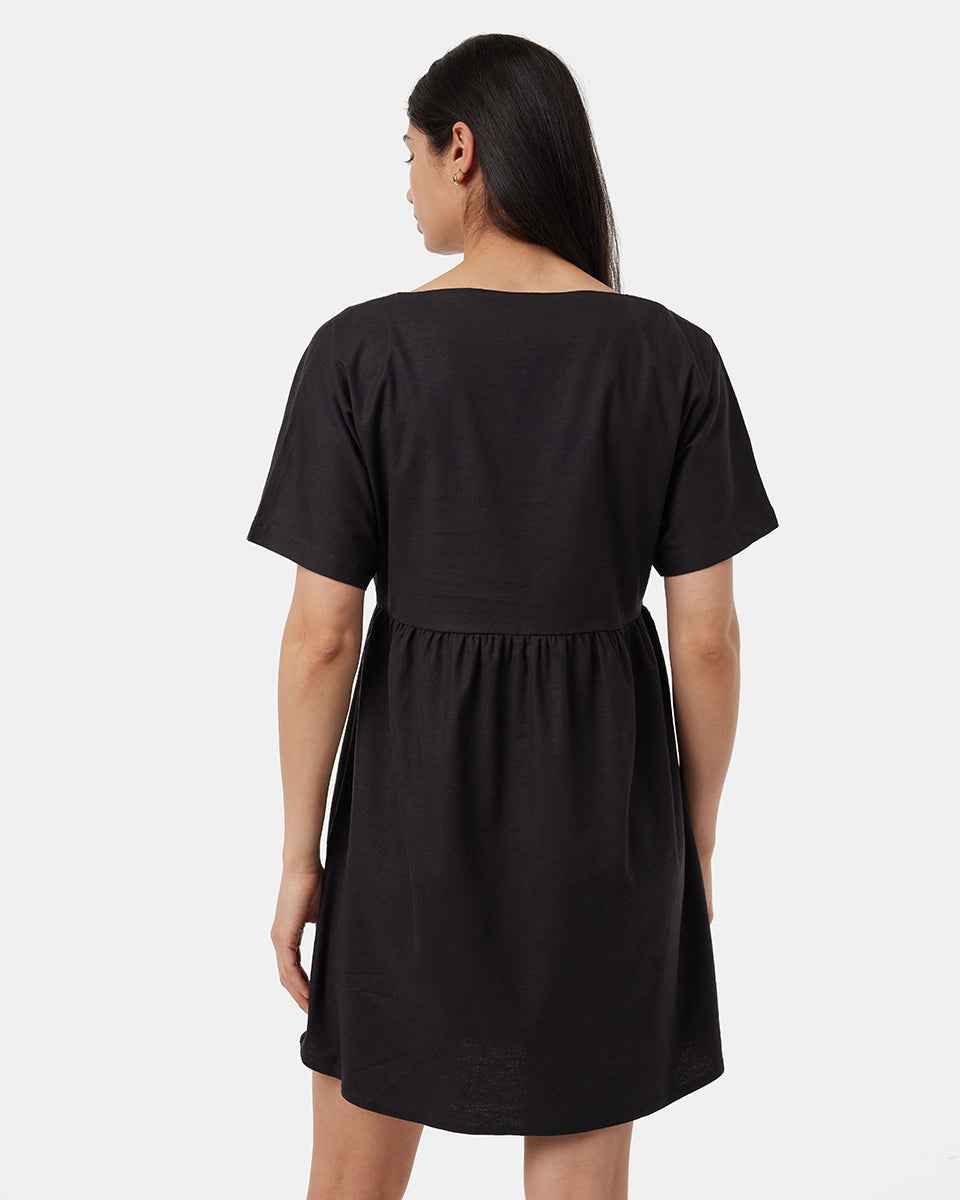 Hemp Button Front Swing Dress