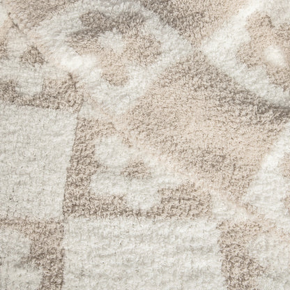 Blushing Beige & White Flower Power Print Toddler Blanket