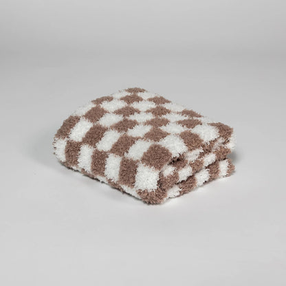 Chocolate Milk & White Check Print Lovey
