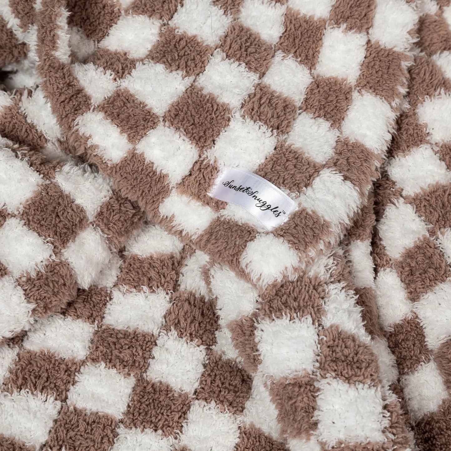 Chocolate Milk & White Check Print Toddler Blanket