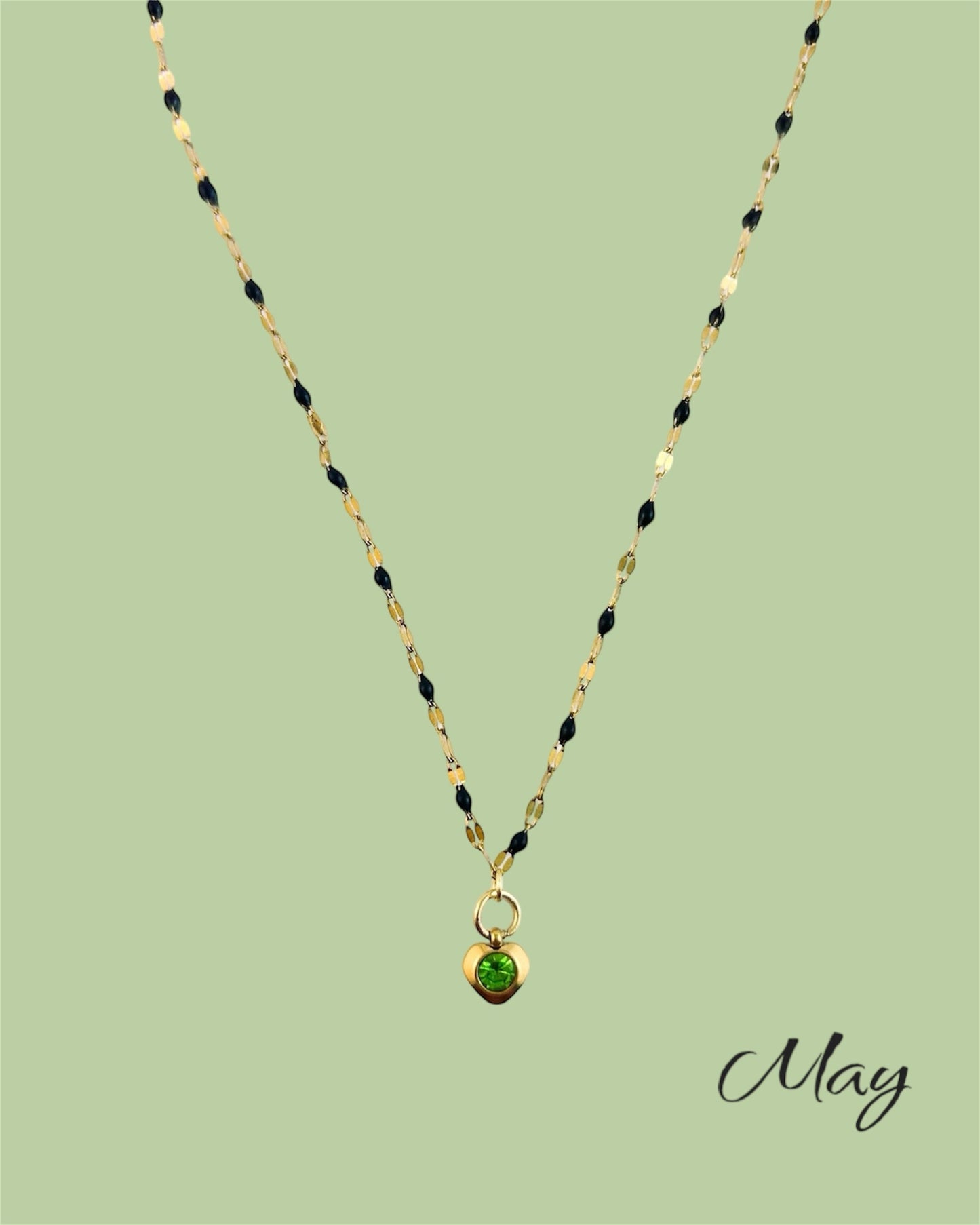 Heart Stone Necklaces in gold - various birthstone colours