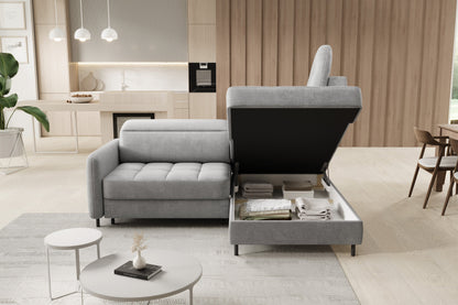 Barea 3 Seater Storage Sleeper Chaise Sofa - Light Grey