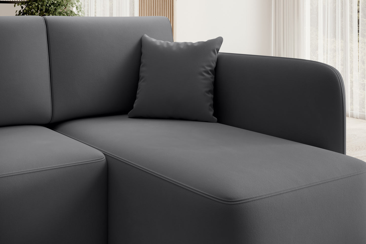Hadson 3 Seater Storage Sleeper Chaise Sofa - Grey