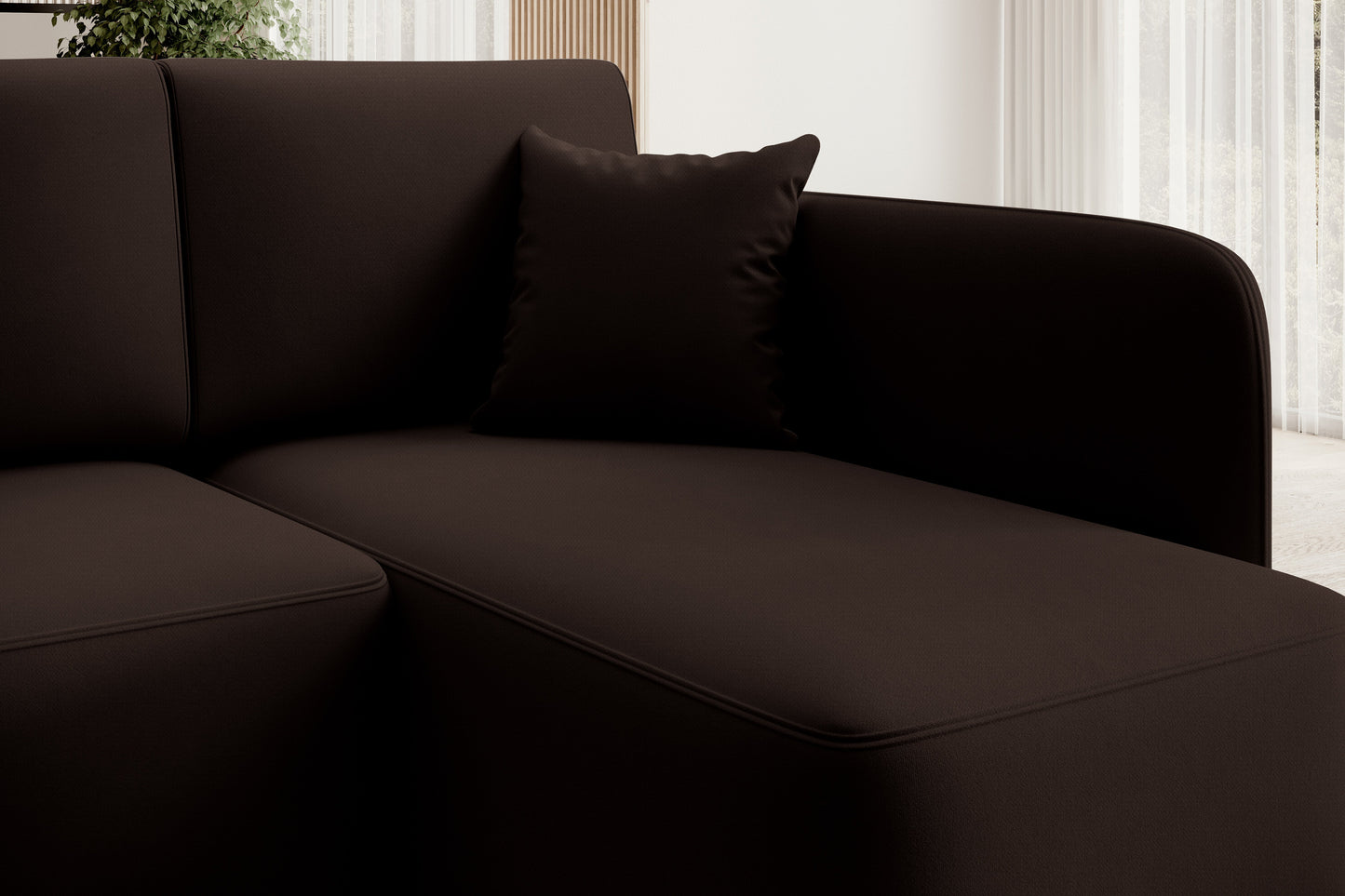 Hadson 3 Seater Storage Sleeper Chaise Sofa - Dark Brown