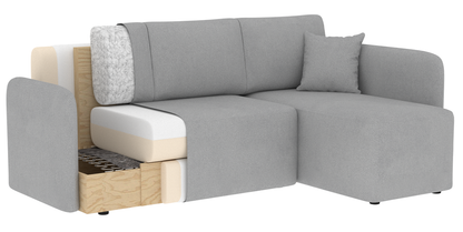 Hadson 3 Seater Storage Sleeper Chaise Sofa - Blue