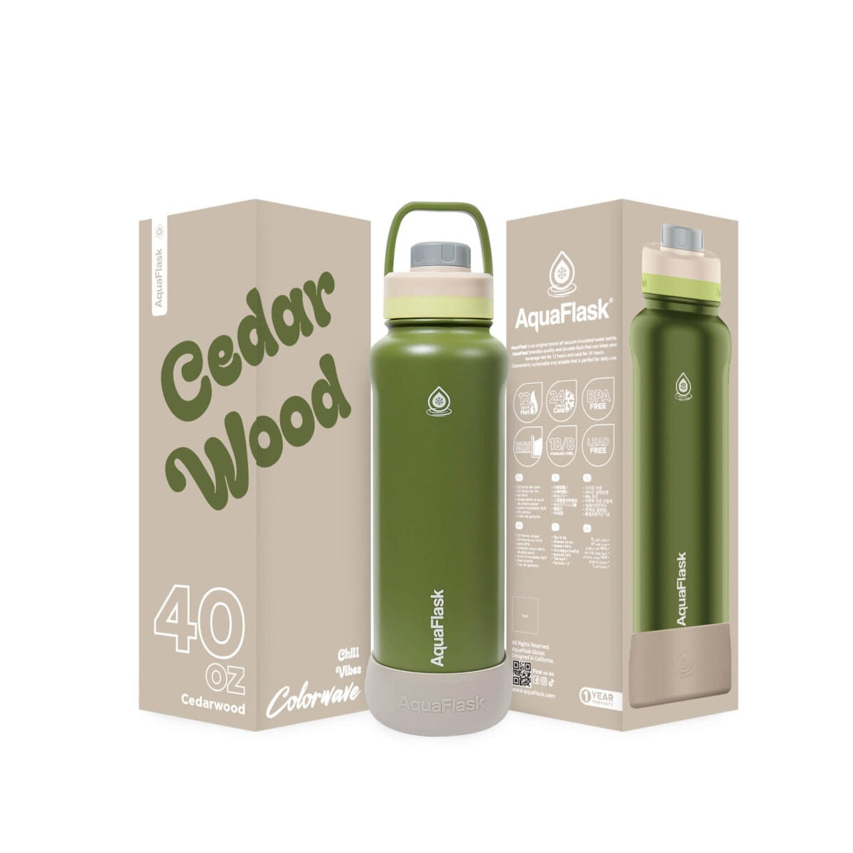 AquaFlask Colorwave 40oz Becher – Doppelwandiger Edelstahl, hält Getränke heiß und & kalt, auslaufsicher