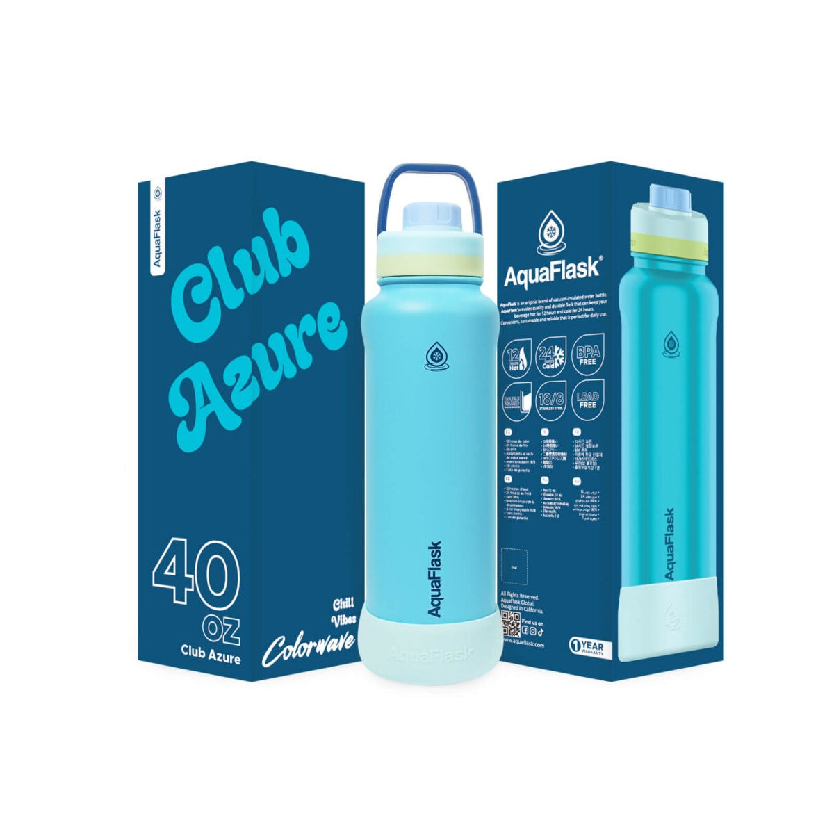 AquaFlask Colorwave 40oz Becher – Doppelwandiger Edelstahl, hält Getränke heiß und & kalt, auslaufsicher