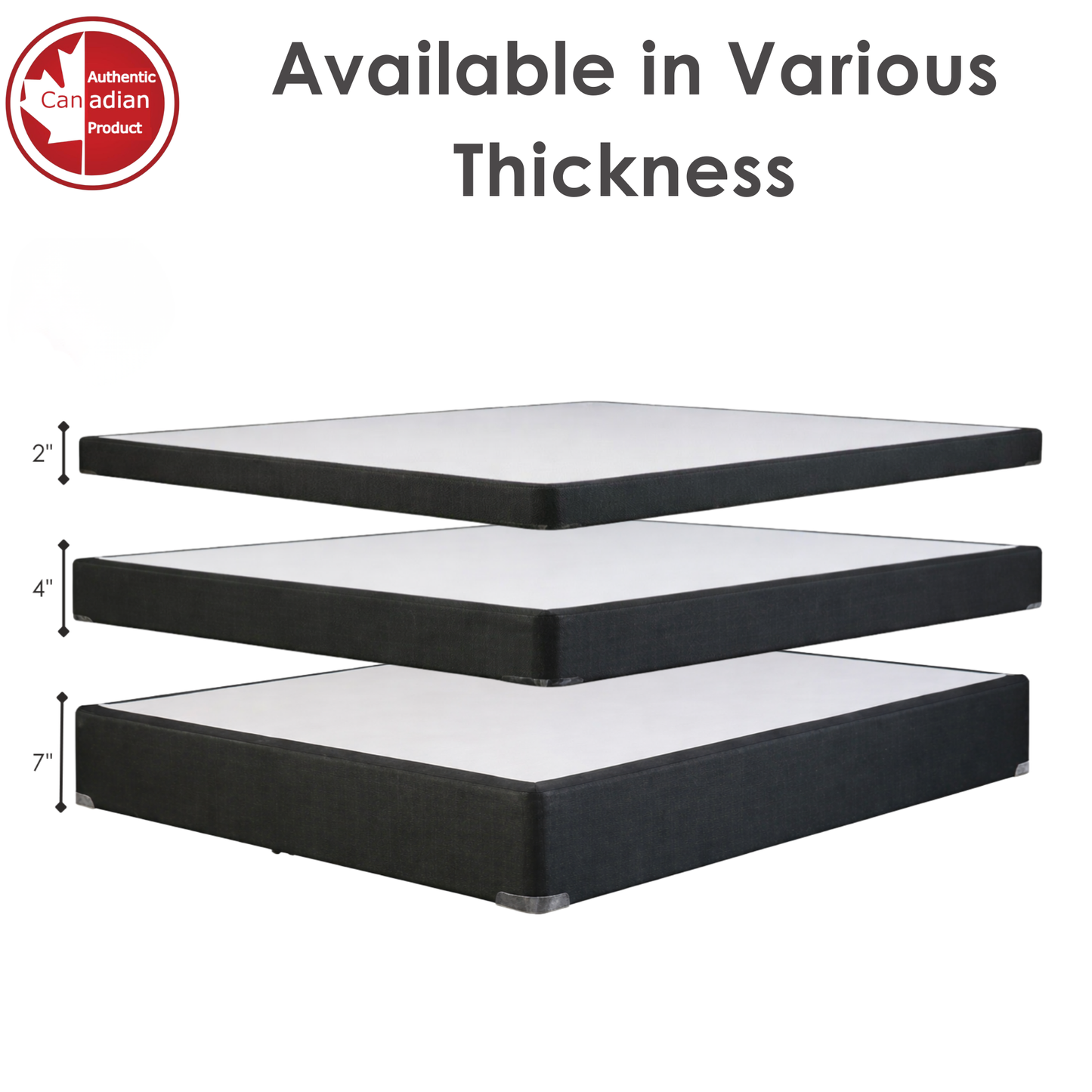 UltraFlex® Premium Solid Wood Box Spring Mattress Foundation 2" Low Profile - Twin, Double, Queen, King | Premium Heavy Duty Mattress Base, No Assembly Required, Compatible with All Mattress Types- Made in Canada