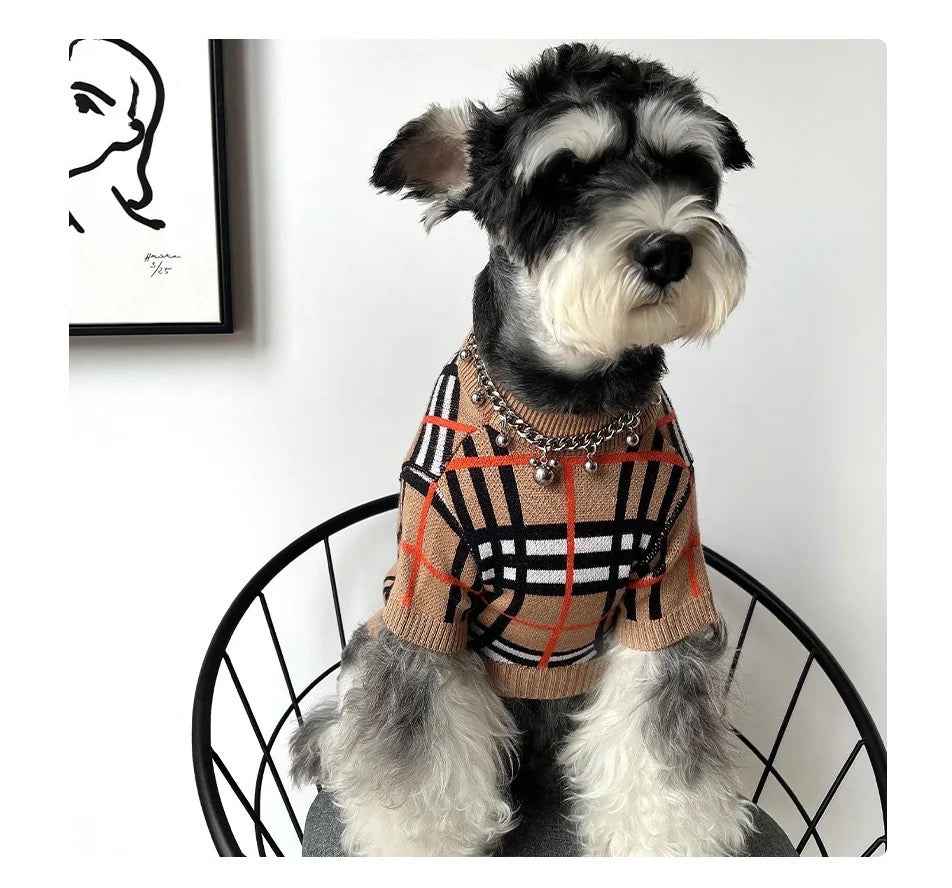 Dog Knit Sweater | Brrbrry Plaid Dog Sweater