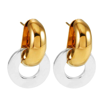 FILMORA: Mixed Metals Double Hoop Geometric-Chic Hoop Earrings