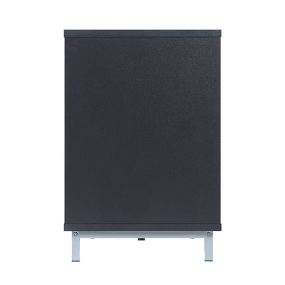 Firey 60" TV Stand/Fireplace with Glass Shelves - Black Gloss