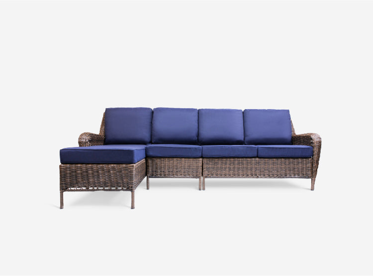Cambridge 3-Piece Wicker Outdoor Left Arm Chaise Sectional - AURABAGS SHOP