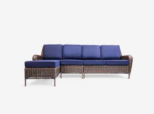 Cambridge 3-Piece Wicker Outdoor Left Arm Chaise Sectional - AURABAGS SHOP