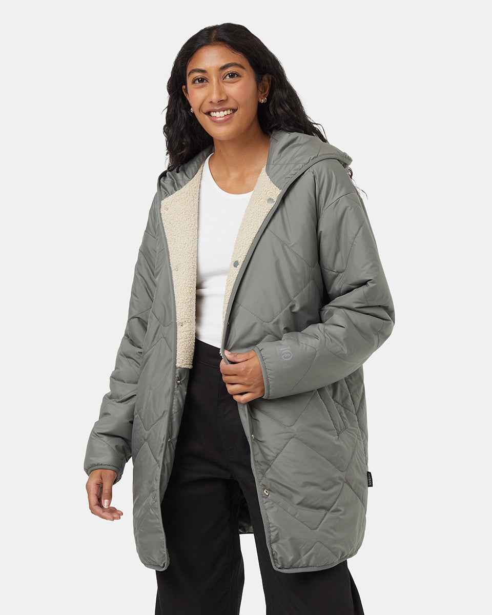 Recycled Boucle Reversible Long Jacket