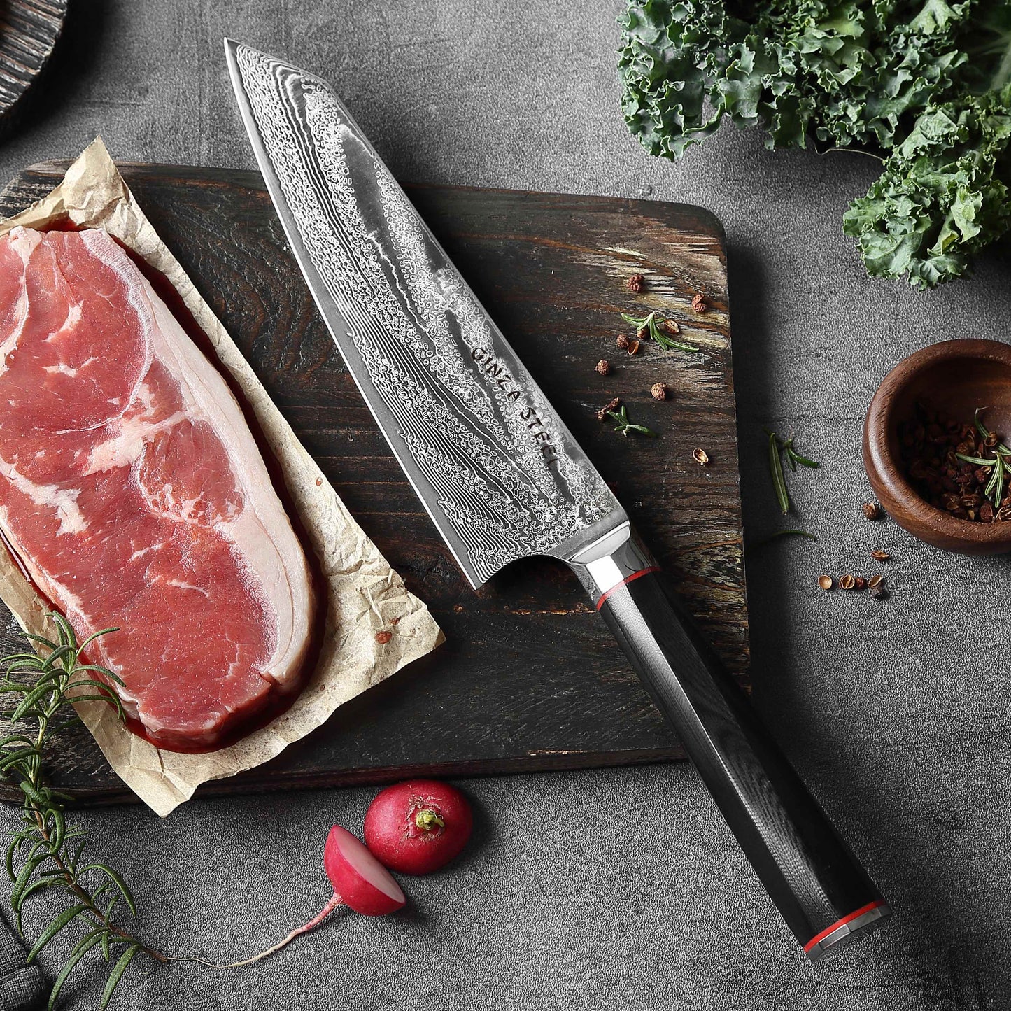 KATANA FIVE | Essential 5 pcs Knife set | 4 Knives with Magnetic Wood Block