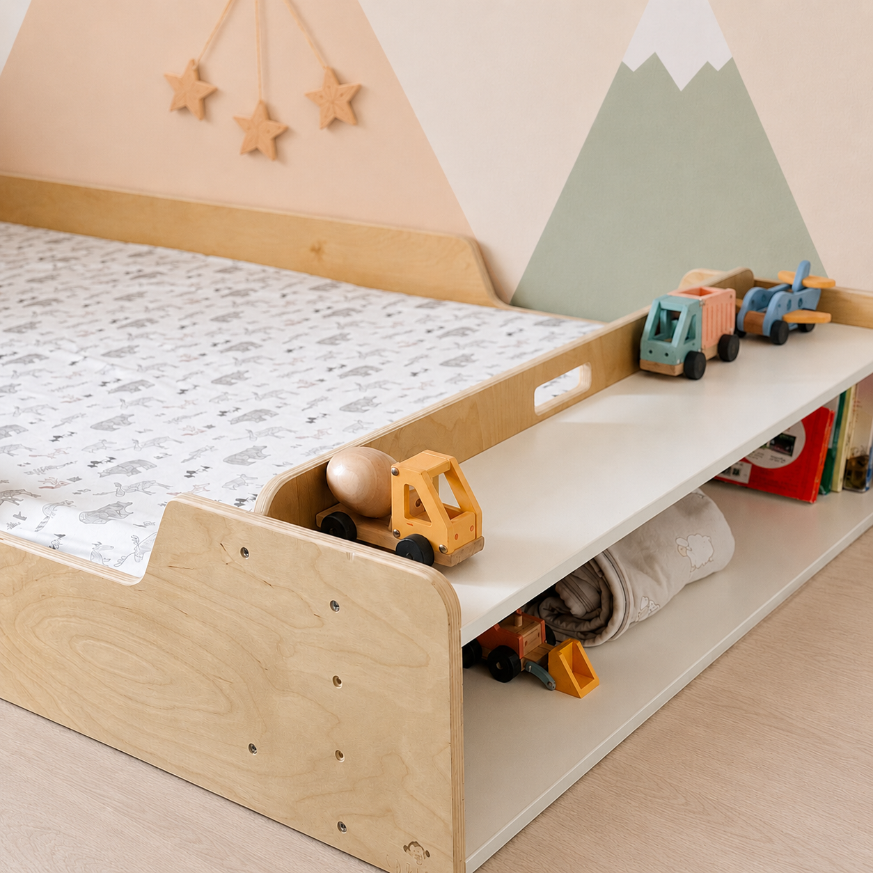 APPLE TWIN - Montessori Floor Bed with Rails
