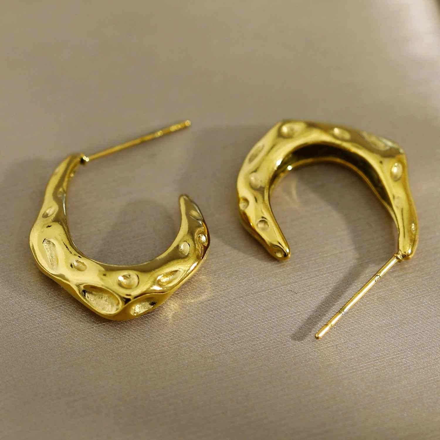SADE Hammered Finish Mini Hoop Gold Earrings