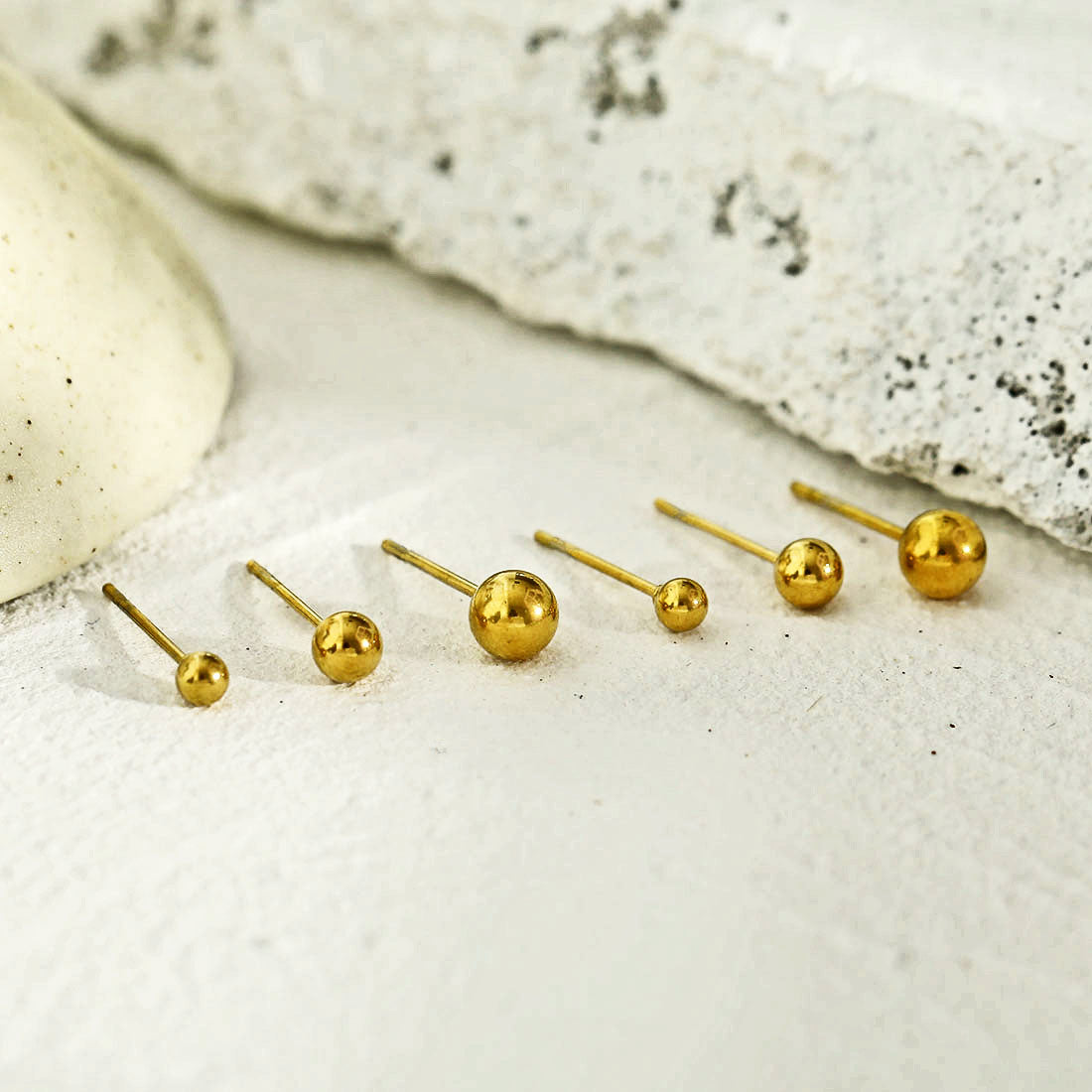 DESTINY 3-Pair Rounded Bead Classic Stud Set