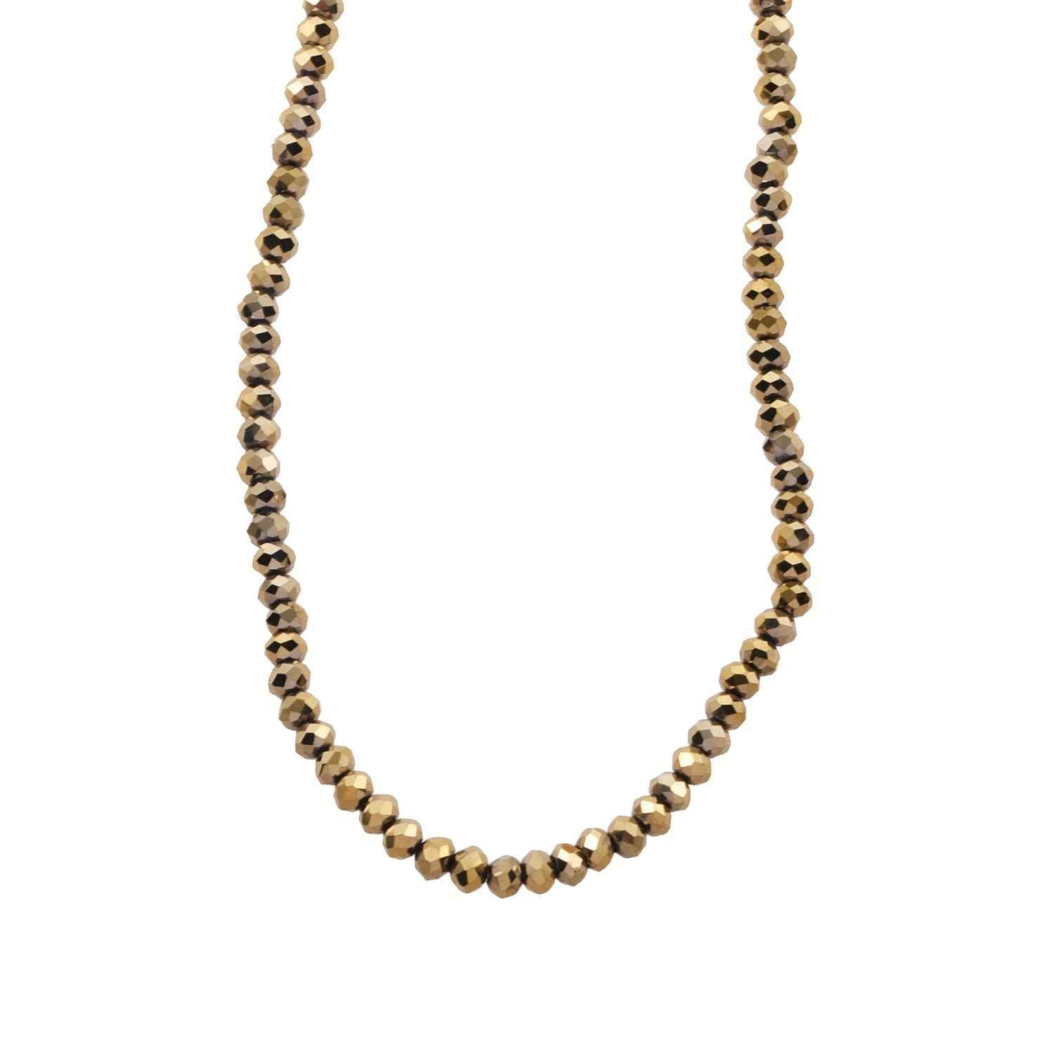 MEDILNA: Gold-Black Two-Tone Crystal Beads Chain Necklace
