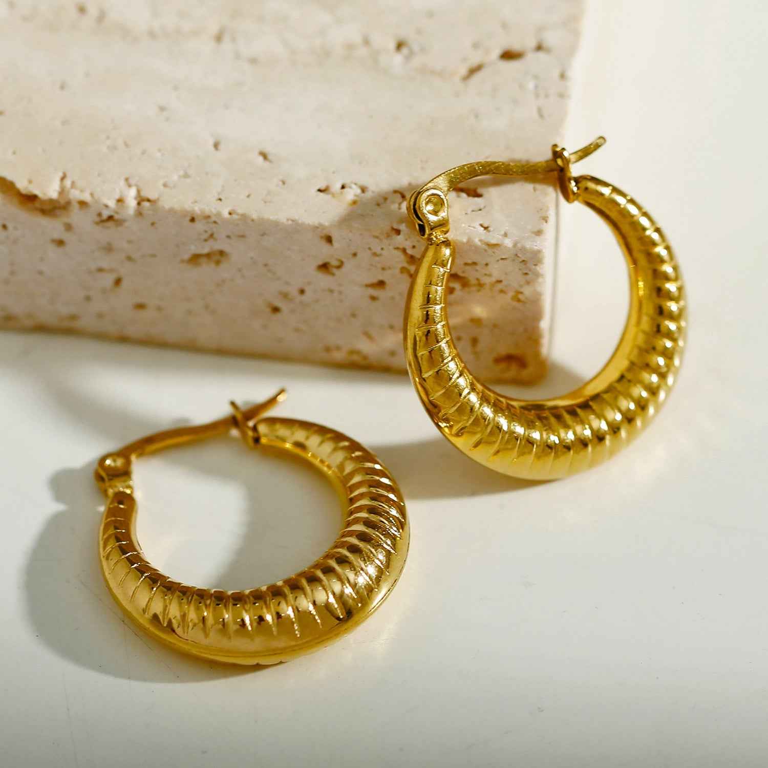 MISCHA Textured Chunky Hoops Gold