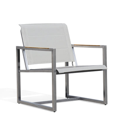 Pine Stainless Steel & Teak Outdoor Sling 2 Chairs Bistro Set - AURABAGS SHOP