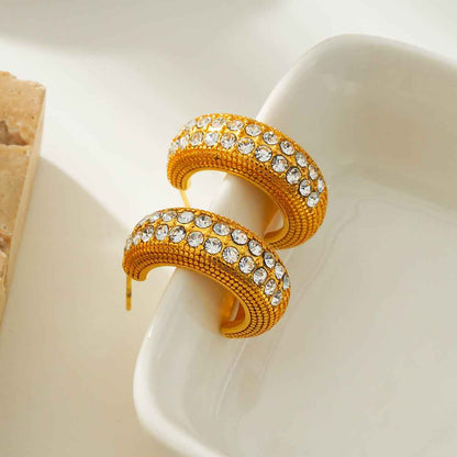 RANI Gold: Textured Pavé Zirconia (CZ) Mini Hoop Earrings