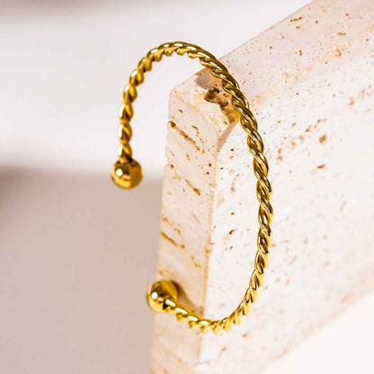 SAFIYA: Twisted Elegance - Adjustable Rope Bracelet with Ball Bead Accents